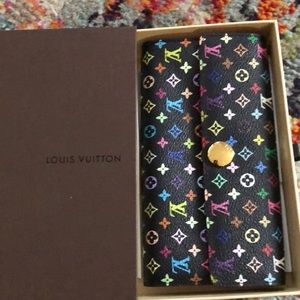 Louis Vuitton Murakami black rainbow wallet with box 🌈